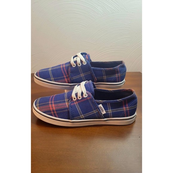 Vans TB4R Womens Low Top Lace Up Skateboarding Shoes Blue Multi Color Plaid Sz 6 - Picture 2 of 7